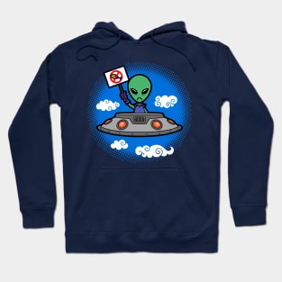 Funny Cute Anti Nuclear War Cute Alien Protest Meme Cartoon Hoodie